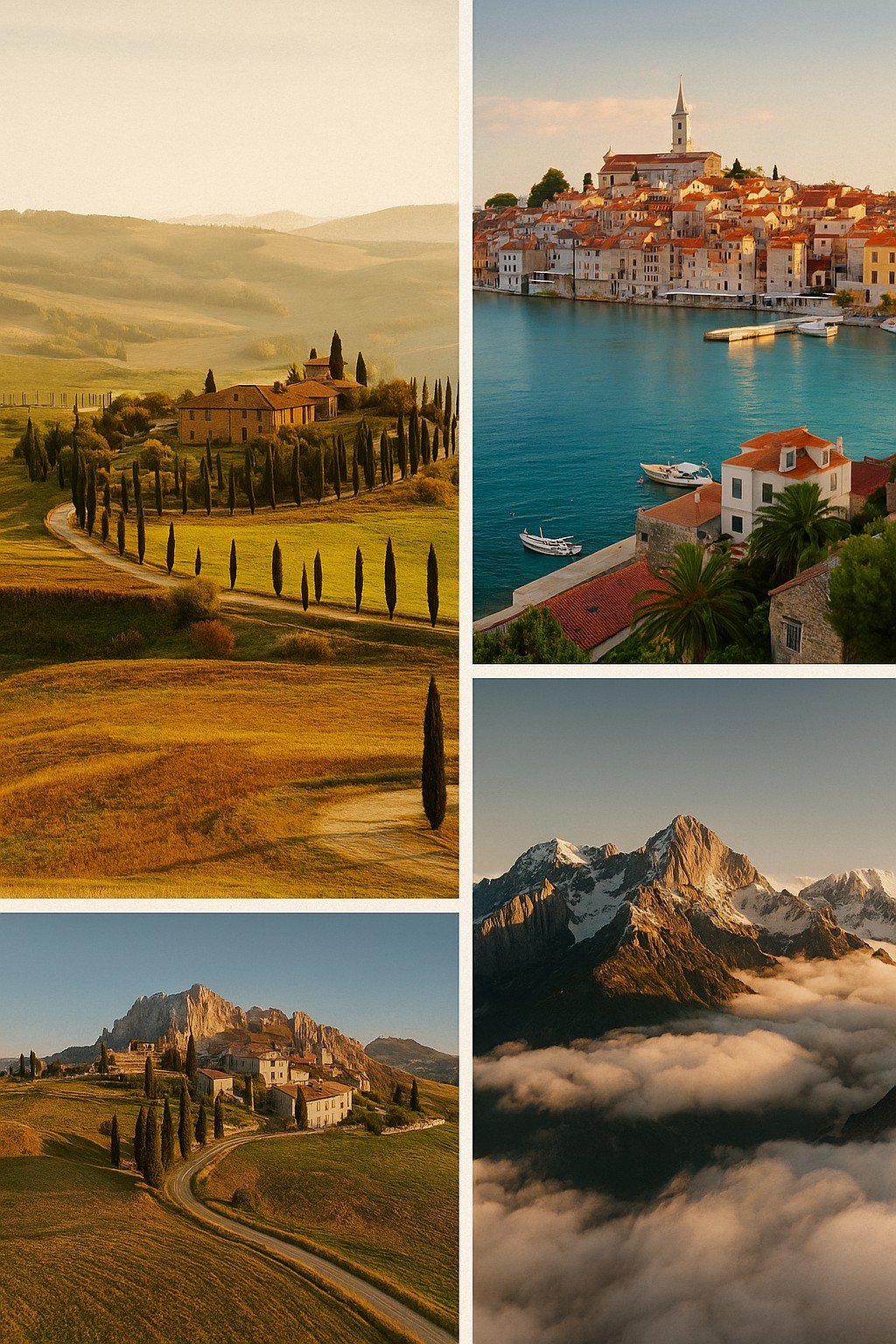 Mosaico de destinos inspiracionales para diseño de rutas b2b.