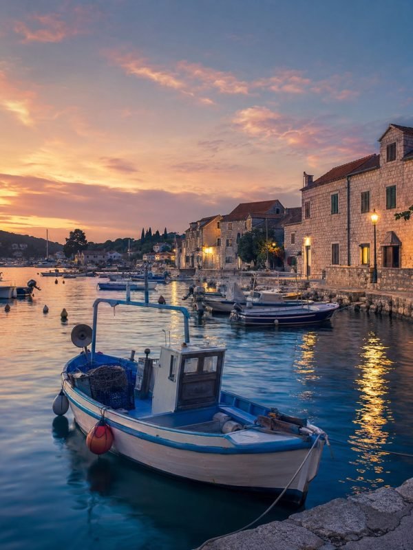 4) Fishing harbor at dusk